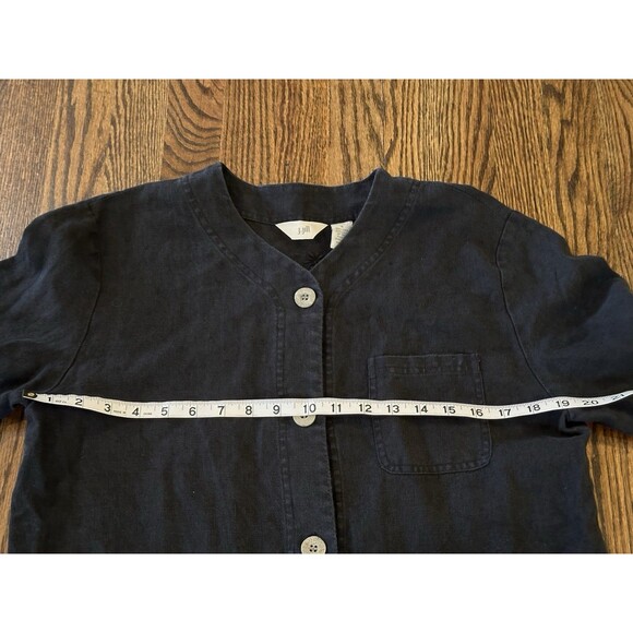 J. JILL 100% Linen Embroidered Jacket Womens Size Small Black CottageCore Boho - Picture 8 of 10